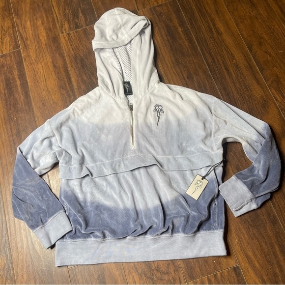 Electric & Rose Gray Ombré Velour Hooded Jacket - Picture 1 of 4